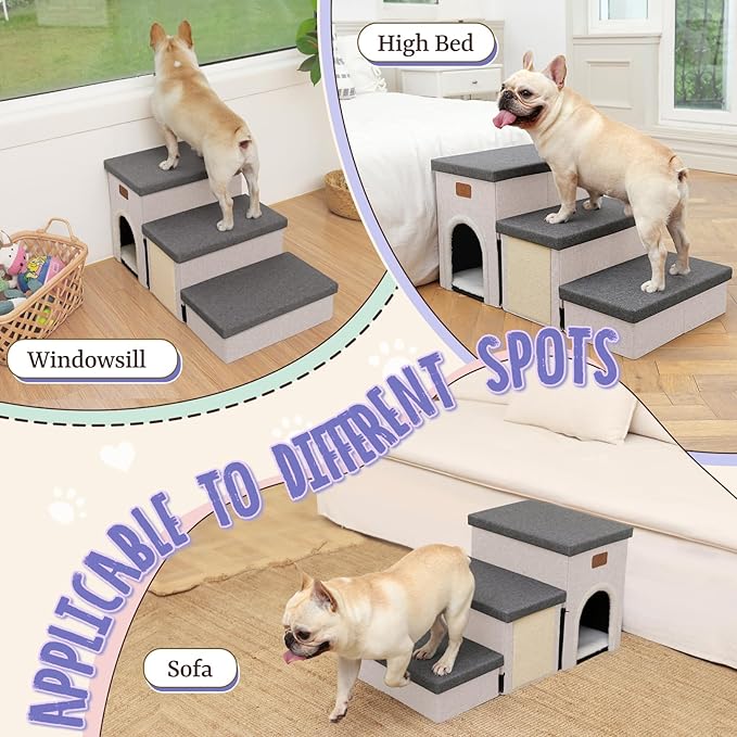 downluxe Dog Stairs for Small Dogs (3-Step Pet