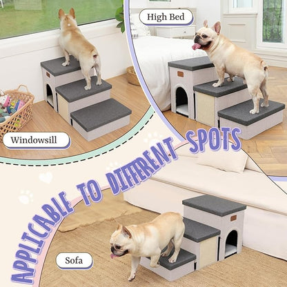 downluxe Dog Stairs for Small Dogs (3-Step Pet
