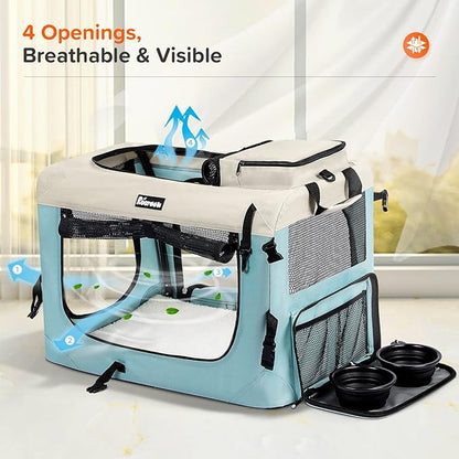 Large Cat Carrier 24"x17"x17" 2 Bowls,