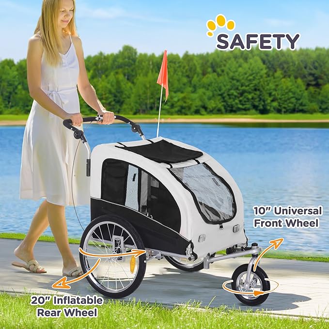 Aosom Dog Bike Trailer 2-in-1 Pet Stroller
