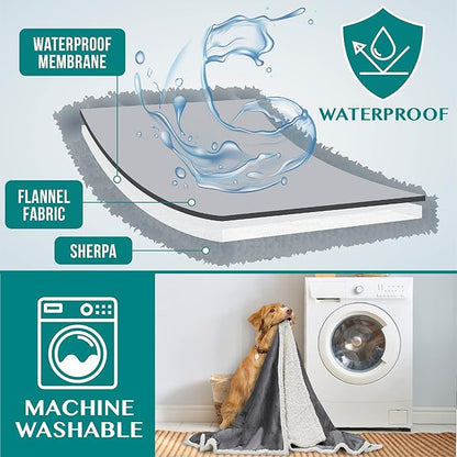 PetAmi Waterproof Dog Blanket For Small Medium Dog 29x40 Charcoal