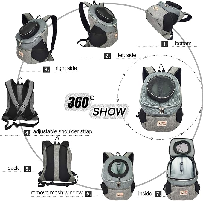 Pet Dog Carrier Backpack Adjustable Breathable Front Pack