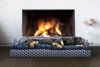 Furhaven Pillow Dog Bed for Medium/Small Dogs w/ Removable Bolsters & Washable Cover