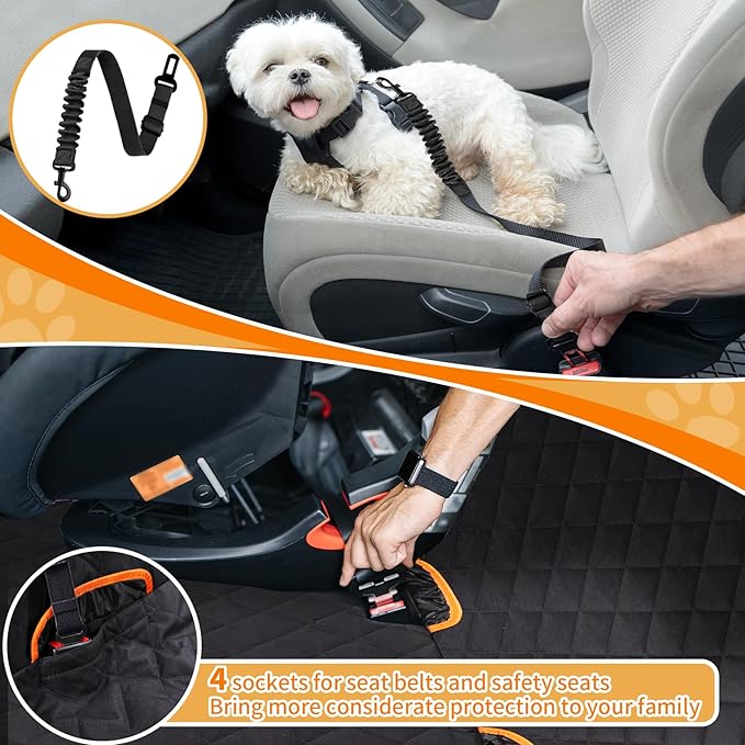 Dog Car Seat Cover for Back Seat 100% Waterproof Durable 600D 6-Layer Scratchproof Nonslip Pet Dog Seat Cover with Mesh Window for Dog Hammock for Car Trucks and SUV(54"x58"-Hi