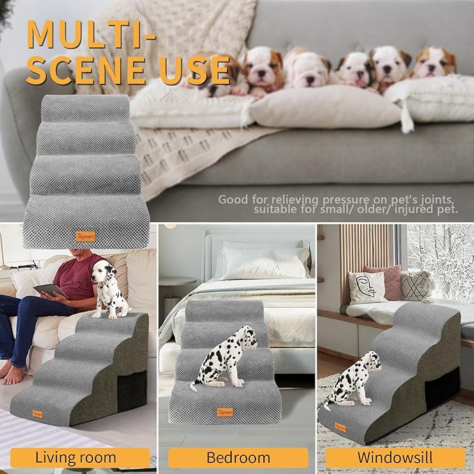 Topmart 4 Tiers Foam Dog Stairs/Steps for Small Dogs Pain,20.5”H