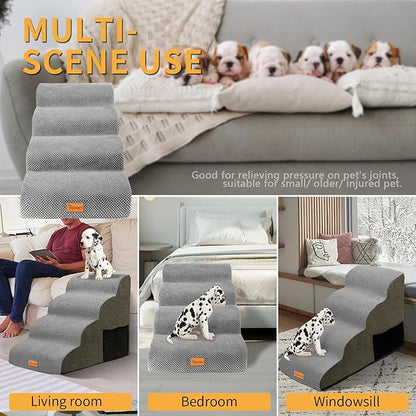 Topmart 4 Tiers Foam Dog Stairs/Steps for Small Dogs Pain,20.5”H