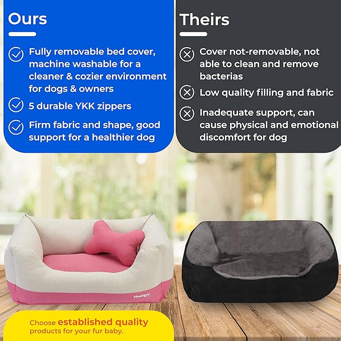 Blueberry Pet Fully Removable Washable Dog Bed 34" x 24" x 12", 11