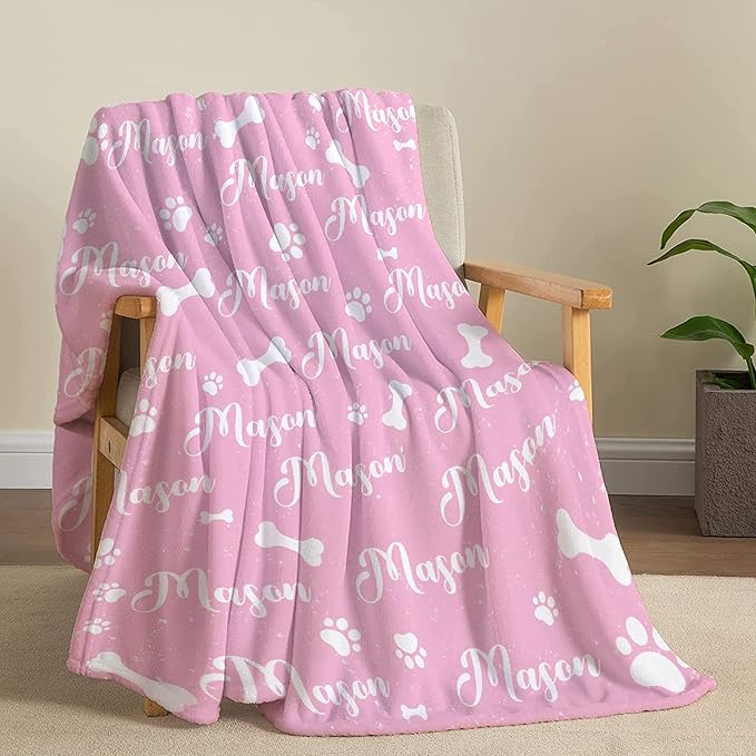 Personalized Dog Blankets Dog Paw Print Blanket Puppy Blanket 120"x90" for