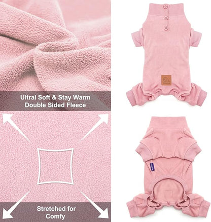 cyeollo Dog Pajamas Warm Fleece Dog Coat Stretchy Jumpsuit Thermal Winter Dog Clothes Cozy Pet Onesie Cold Weather Coats for Small Dogs Apparel