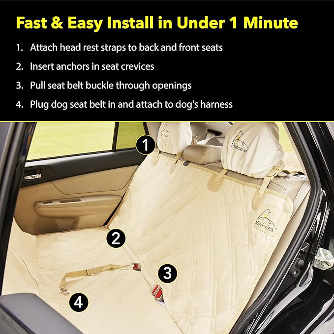 Meadowlark XL Premium Dog Car Seat Cover for Back Seat