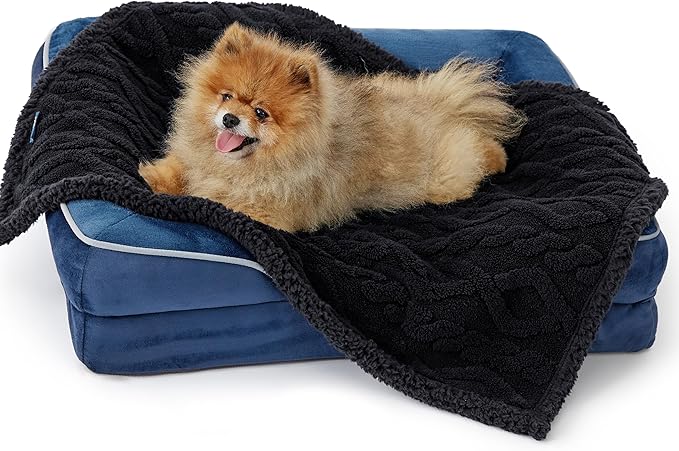 Bedsure Waterproof Dog Blankets for Small Dogs 25"x35", Black