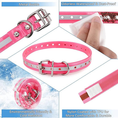 Replacement Collar Strap 3/4',Reflective,Adjustable,Metal Buckled,Waterproof Pack2)