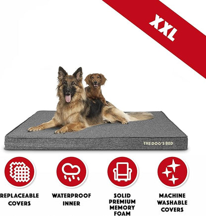 The Dog’s Bed Orthopedic Memory Foam Dog Bed 2XL GreyLinen 54x36, Pain