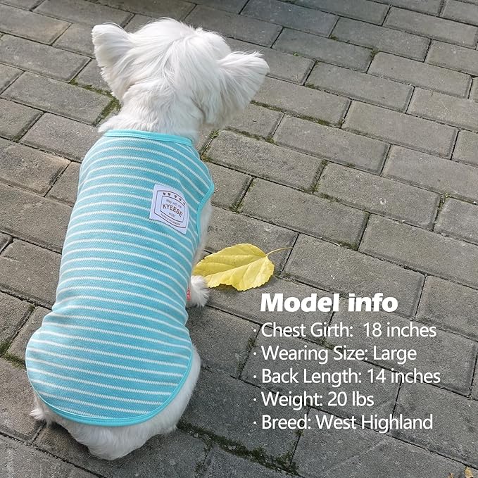 KYEESE 2Pack Dog Shirts Striped for Small Dogs Soft Stretchy Dog T-Shirts Lightweight Dog Tank Top Sleeveless Dog Vest Breathable Cat Shirt