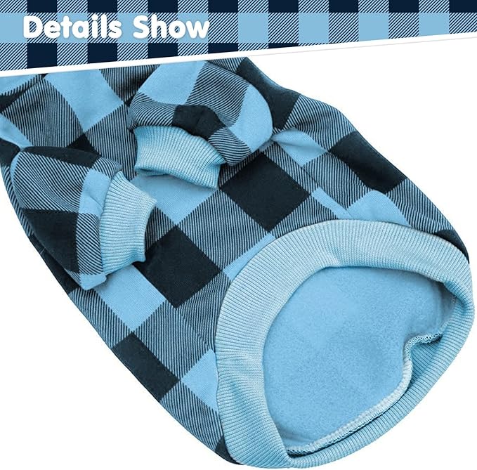 KOOLTAIL Plaid Dog Hoodie Pet Clothes Sweater with Hat and Pocket for Small Medium Large Size Dogs