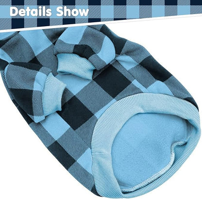 KOOLTAIL Plaid Dog Hoodie Pet Clothes Sweater with Hat and Pocket for Small Medium Large Size Dogs