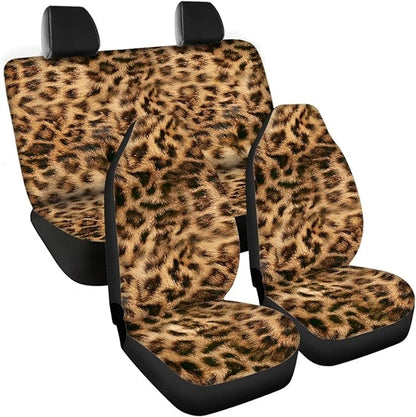Leopard Print Front Back Seat Cover Cute Seat