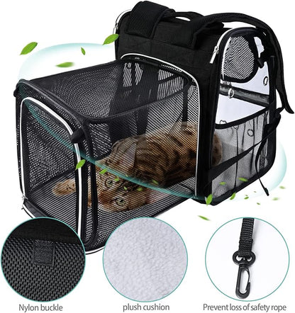 BAGLHER Expandable Pet Carrier Backpack，Pet Bubble Backpack for Small Cats Puppies Dogs Bunny, Airline-Approved Ventilate Transparent Capsule Backpack for Travel, Hiking and Outdoor Use. Black