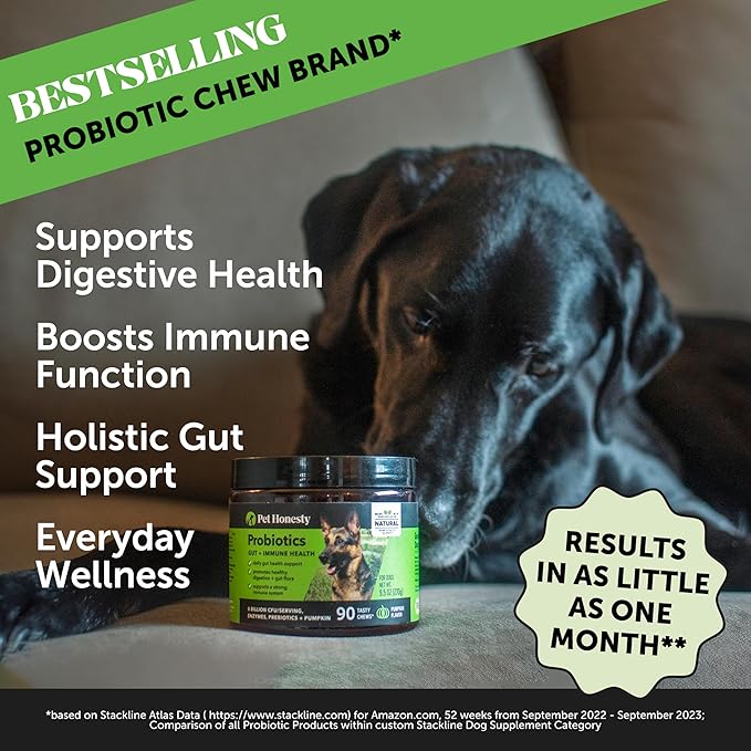 Pet Honesty Probiotics for Dogs, Dog Probiotics for Diarrhea & Bowel Support, Digestive Enzymes Promotes Gut Health, Immunity Health & Itch Relief, Prebiotics and Probiotics (Duck 90 ct)