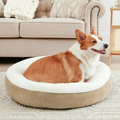 Love's cabin Round Donut Cat and Dog Cushion Bed 25in Pet