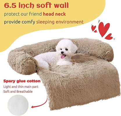 HACHIKITTY Calming Dog Sofa Bed Mat (40"x 38"x 6", Camel)