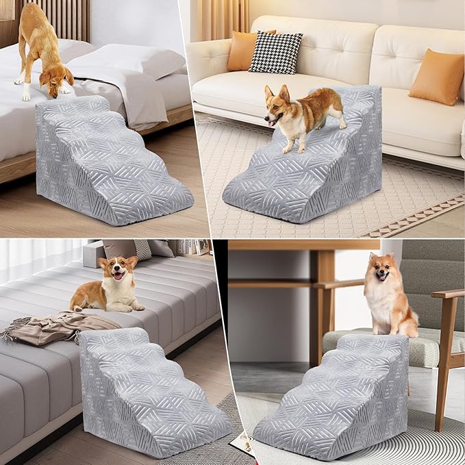 Foam 5 Tier Dog Steps&Stairs for High Beds 25 inches High