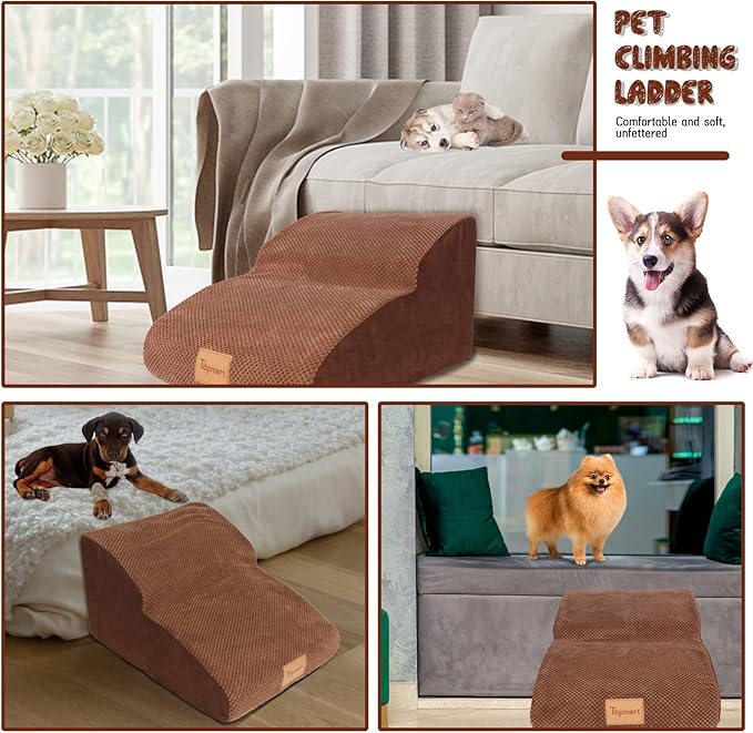 Topmart High Density Extended Foam Dog Ramp&Steps 2-Step,11.8" H)