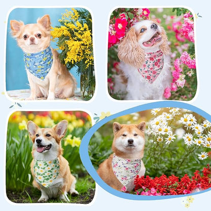 SCENEREAL Summer Dog Bandanas Bulk 4 Pack for Small Medium Large Dogs