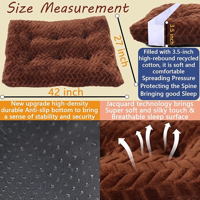 42 Inch Dog Crate Bed Washable fit Kennel Or Cage,Dog Crate Pad 42x28 Supper Soft Dog Bed for Joints,Extra Cozy Large Dog Bed Crate Mat with Anti-Slip Bottom Easy Nap Thick Sleeping Bed,Dark Brown