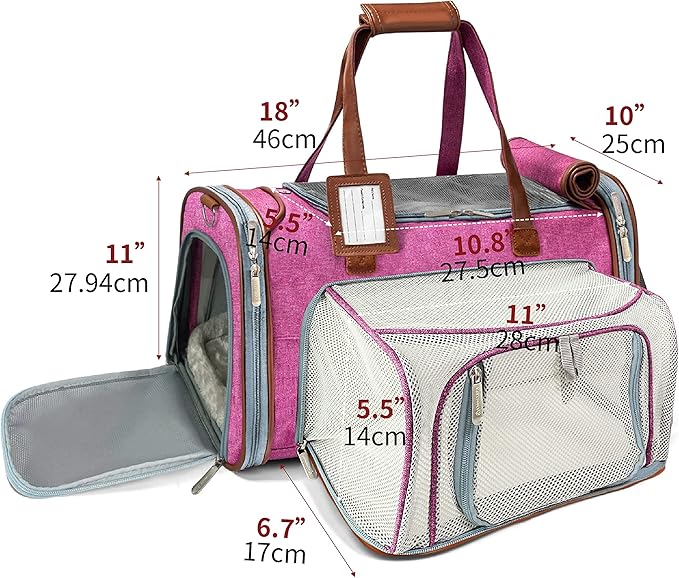 Mr. Peanut's Expandable Airline Approved Soft Sided Pet Carrier, Low Profile Gold Series Tote, Premium Brand Self Locking Zippers, Plush Faux Fleece Bedding with a Sturdy Plywood Base