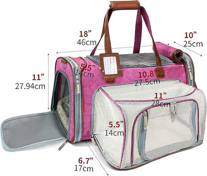 Mr. Peanut's Expandable Airline Approved Soft Sided Pet Carrier, Low Profile Gold Series Tote, Premium Brand Self Locking Zippers, Plush Faux Fleece Bedding with a Sturdy Plywood Base