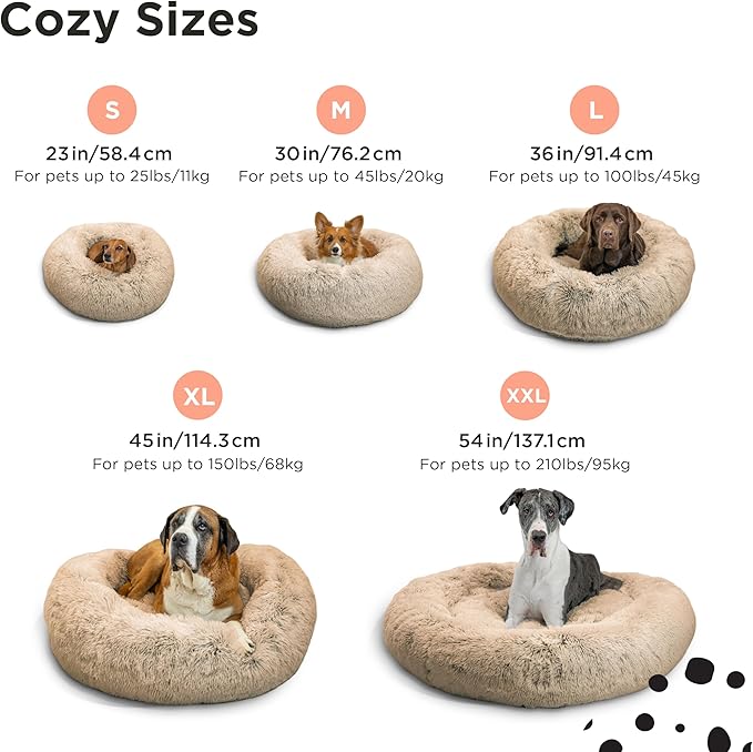 Best Friends by Sheri The Original Calming Donut Cat and Dog Bed in Shag Fur Taupe 23"