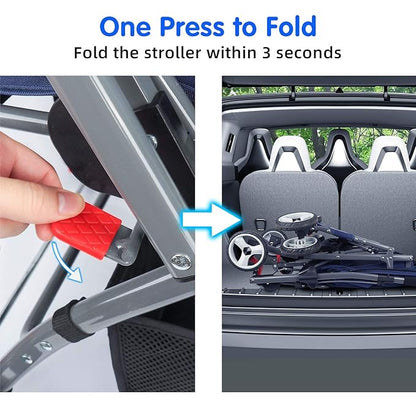 Pet Stroller for Cats Dogs Rabbit with Reversible Handle 40 Pounds,