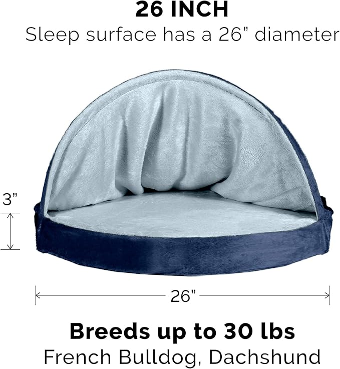 Furhaven 26" Round Cooling Gel Dog Bed for Medium/Small Dogs w/ Removable Washable Cover 30 lbs 26-inch
