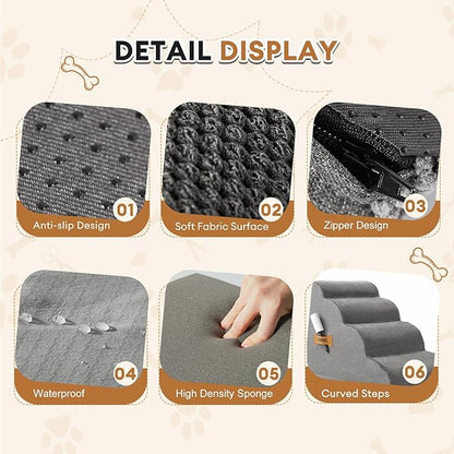 Dog Stairs 4-Tiers,Grey