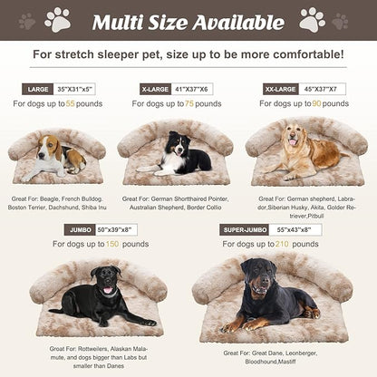 Syalife Shaggy Plush Calming Dog Couch Bed Pet Protector Cover(35"x31"x5", Moka/White)