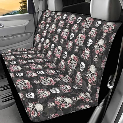 AFPANQZ Skull Floral Design Car Seat Cover Rear Seats Only High Stretchy Washable Bucket Seat Cushion Protector Backseats Covers for Girls Women