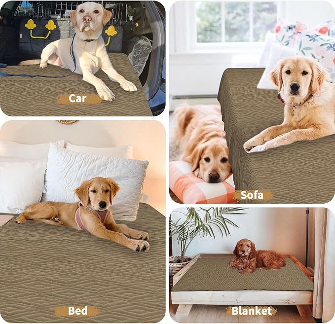 2 Packs Waterproof Dog Bed Cover Pet Blanket Furniture Sofa Couch Cover 30x70 Inch Cats,Dogs,Pets(2 Pcs-Camel/Beige)