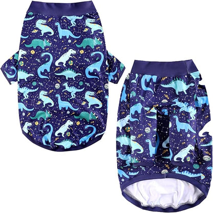 Dog Navy T Shirts with Universe Dinosaur Pattern Printed Pet Shirt Softable Pajamas Large Dogs (3XL, Navy)