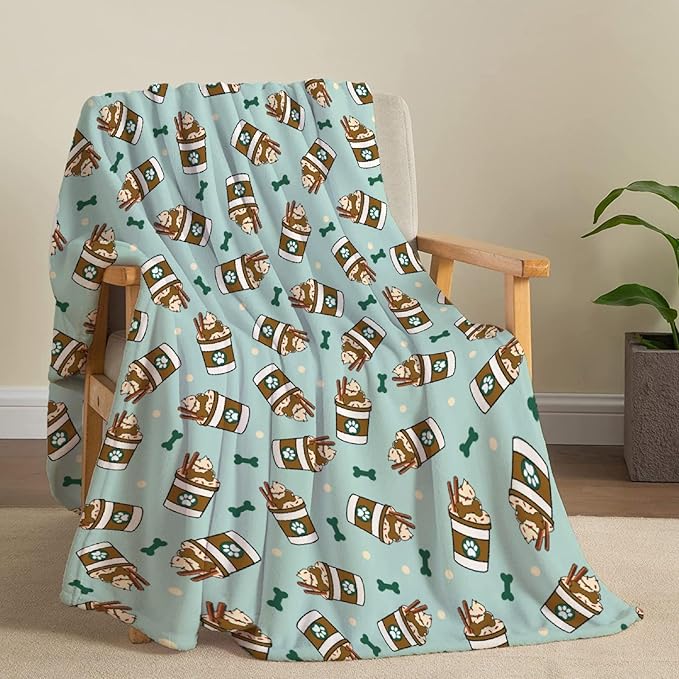 Puppy Coffee Dog Bone Blanket Gifts Super Soft Pet Blanket for Dog 120"x90" for