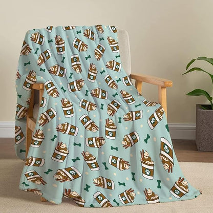 Puppy Coffee Dog Bone Blanket Gifts Super Soft Pet Blanket for Dog 120"x90" for