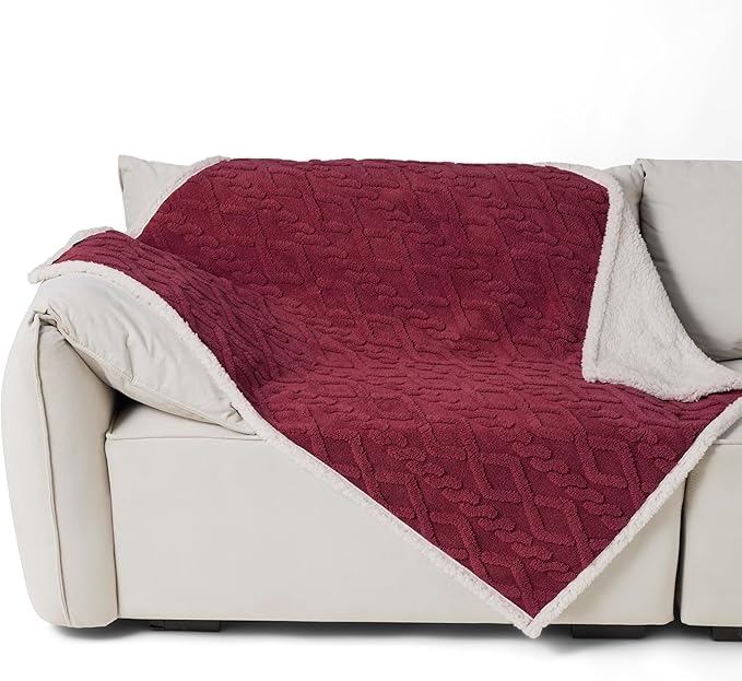 Bedsure Waterproof Dog Blankets for Large Dogs 40"x50", Burgundy
