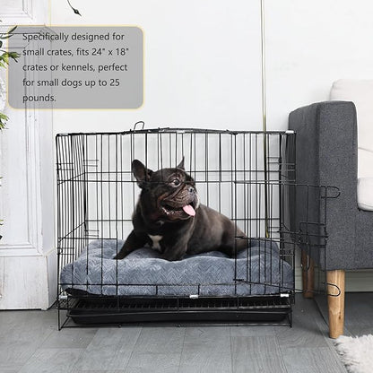 Small Dog Bed for Crate Washable Extra Soft 24 inch Dog Crate Bed with Anti-Slip Bottom Puppy Sleeping Pad for Small Breeds Dogs up to 25 lbs 24" x 18",Dark Grey