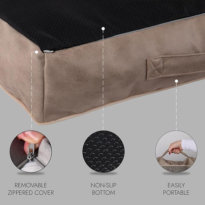 Memory Foam Dog Bed for Large Dogs- Waterproof Dog Bed Mat with Removable Washable Cover