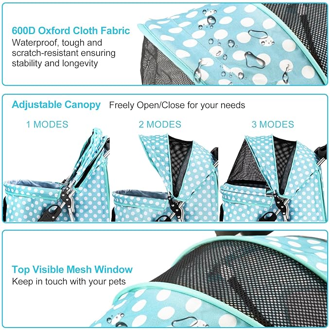 Dog Stroller for Small Dogs 3 Wheels,