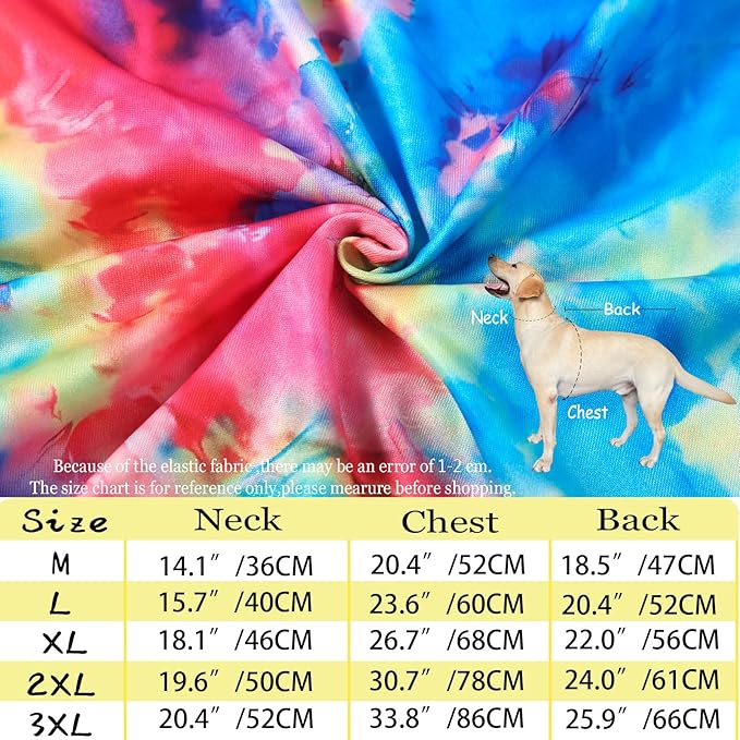Dog Tie dye Sleeveless T Shirt Colorful Blue Printed Dogs Vest Shirt Pajamas Breathable Stretchy Summer Clothes for large Dog Boys Girls（X-Large,Blue）