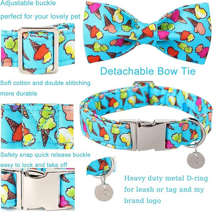 Summer Dog Collar with Bow Tie 8-12in