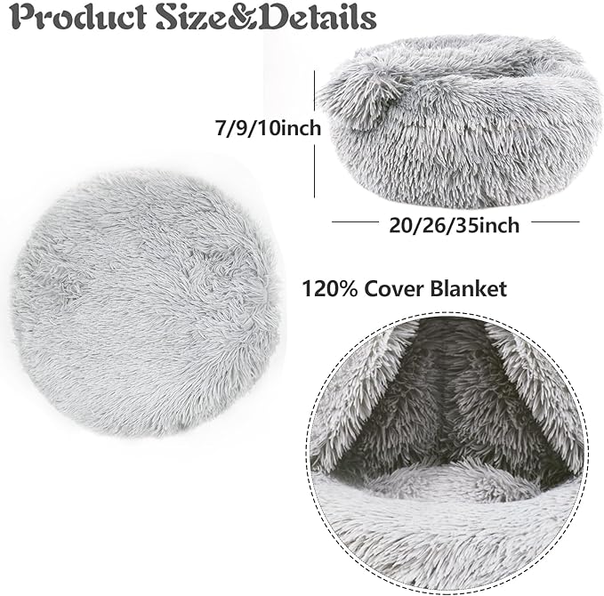 ShinHye Large Dog Bed Cat Bed Dog Bed with Blanket Plush Fluffy Hooded Dog Bed