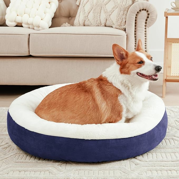 Love's cabin Round Donut Cat and Dog Cushion Bed 25in Pet
