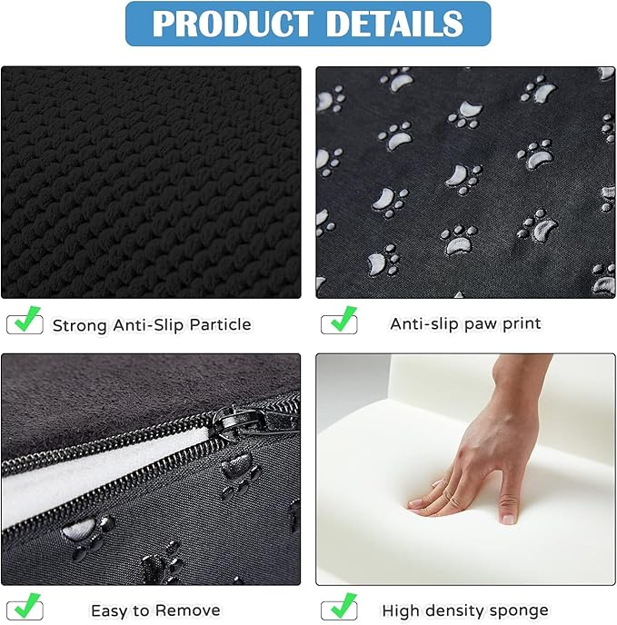 Foam Dog Stairs&Steps for Small Dogs for High Beds 26-28 Inches,Non-Slip